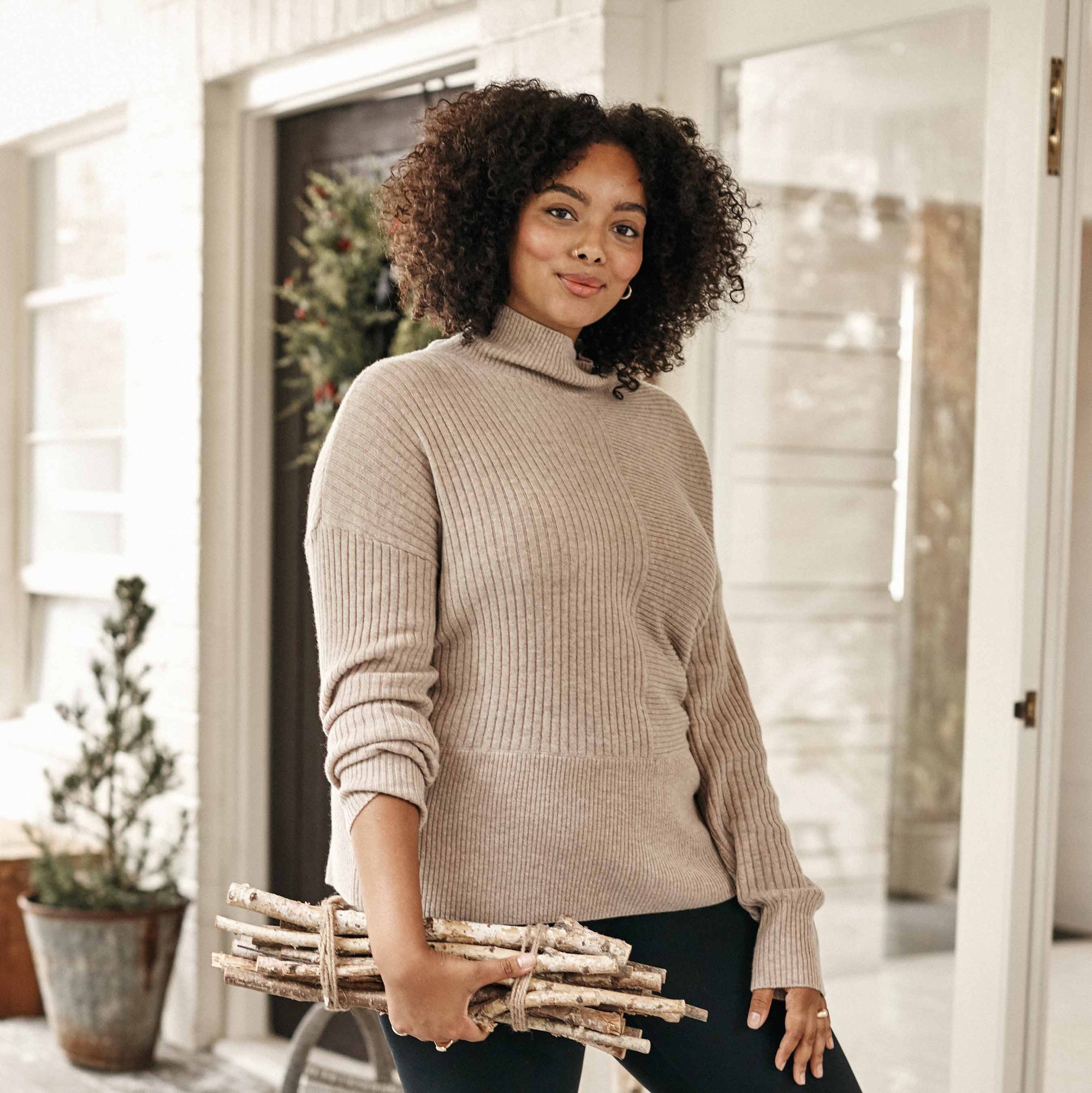 The Luxe Cashmere Blend Funnel Neck Sweater - Main