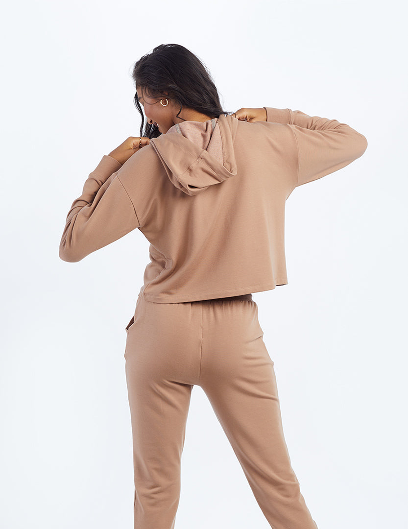 The Softest French Terry Cropped Hoodie - Toffee