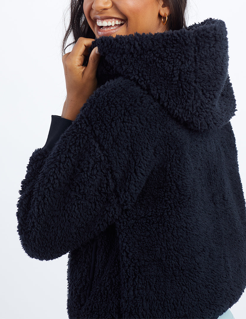 The High Pile Eco Fleece Cropped Hoodie - Sea Urchin