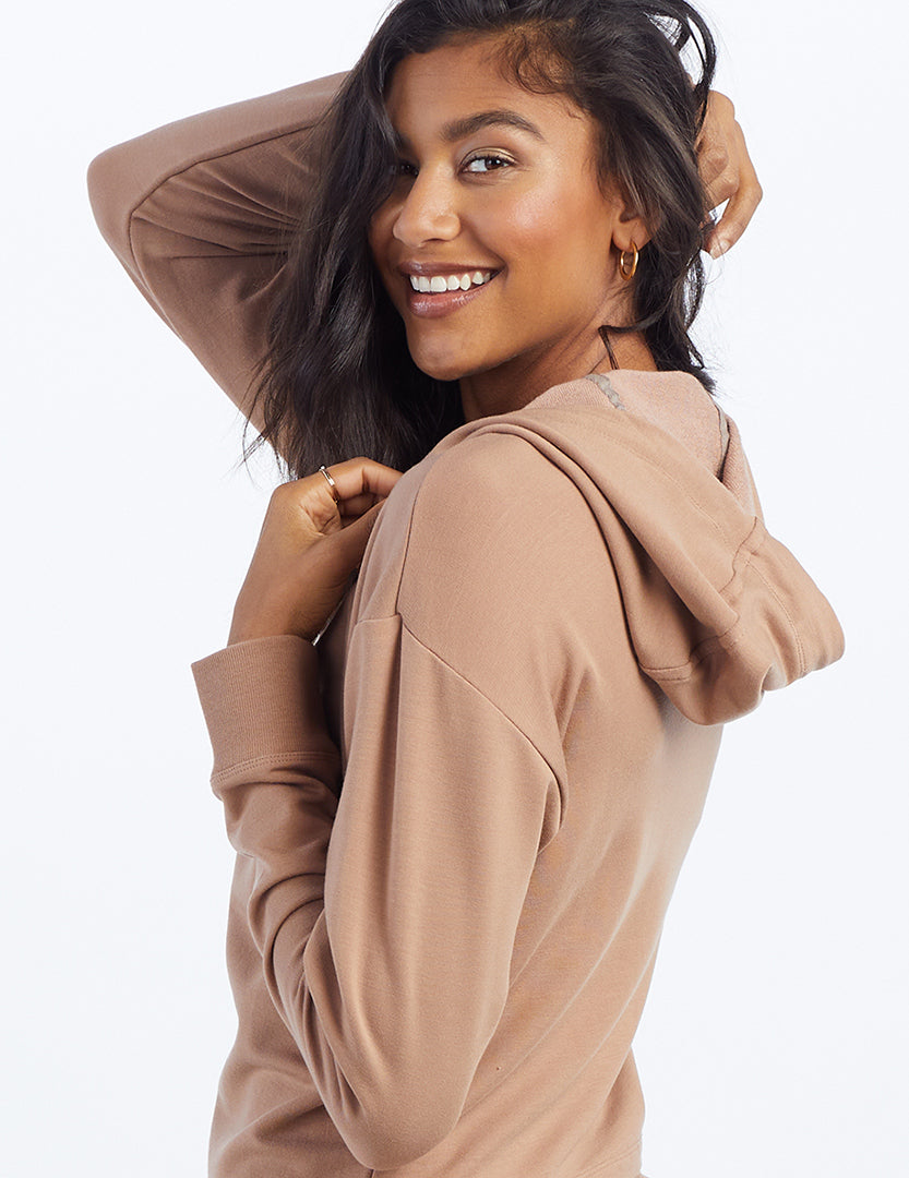 The Softest French Terry Cropped Hoodie - Toffee