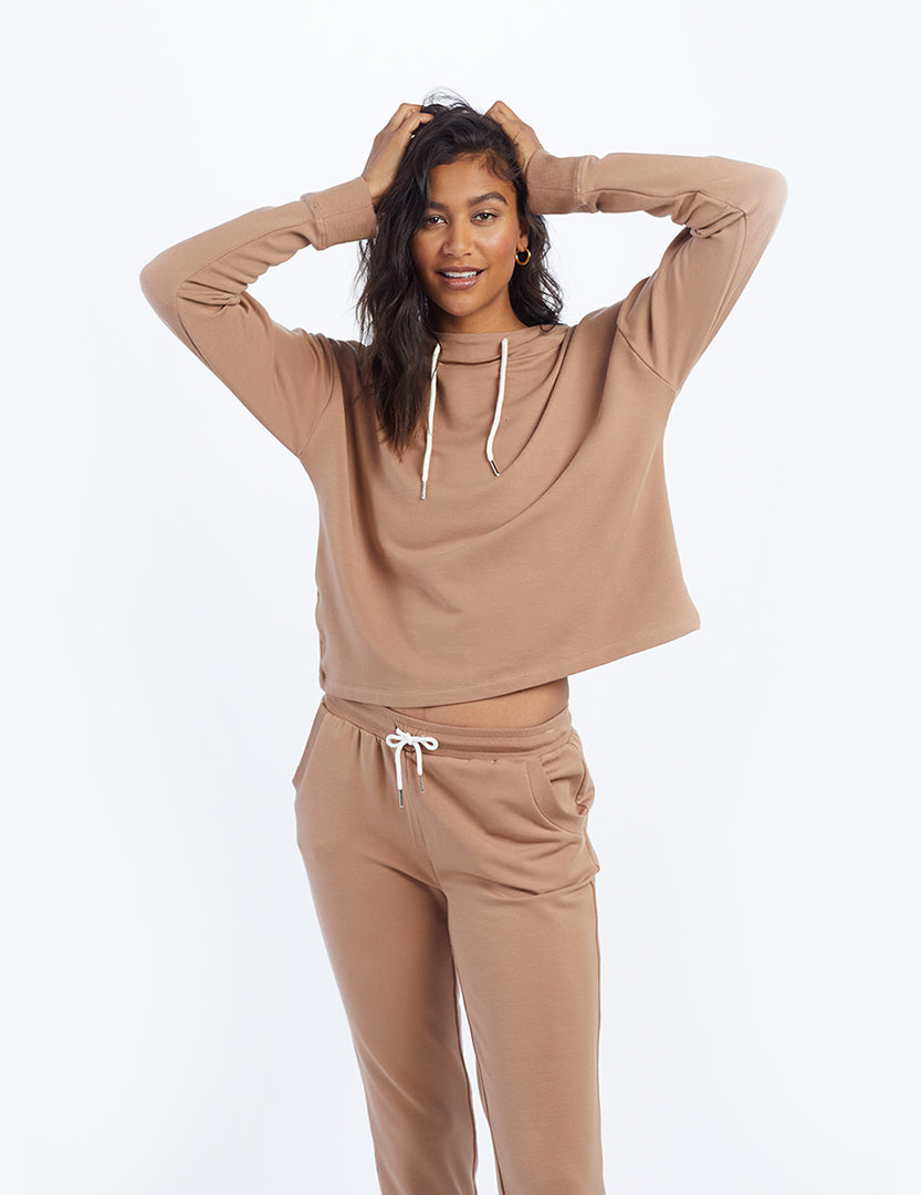 The Softest French Terry Cropped Hoodie - Toffee