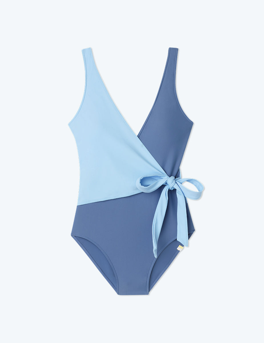 The Perfect Wrap One-Piece - Sky & Blue Mountain