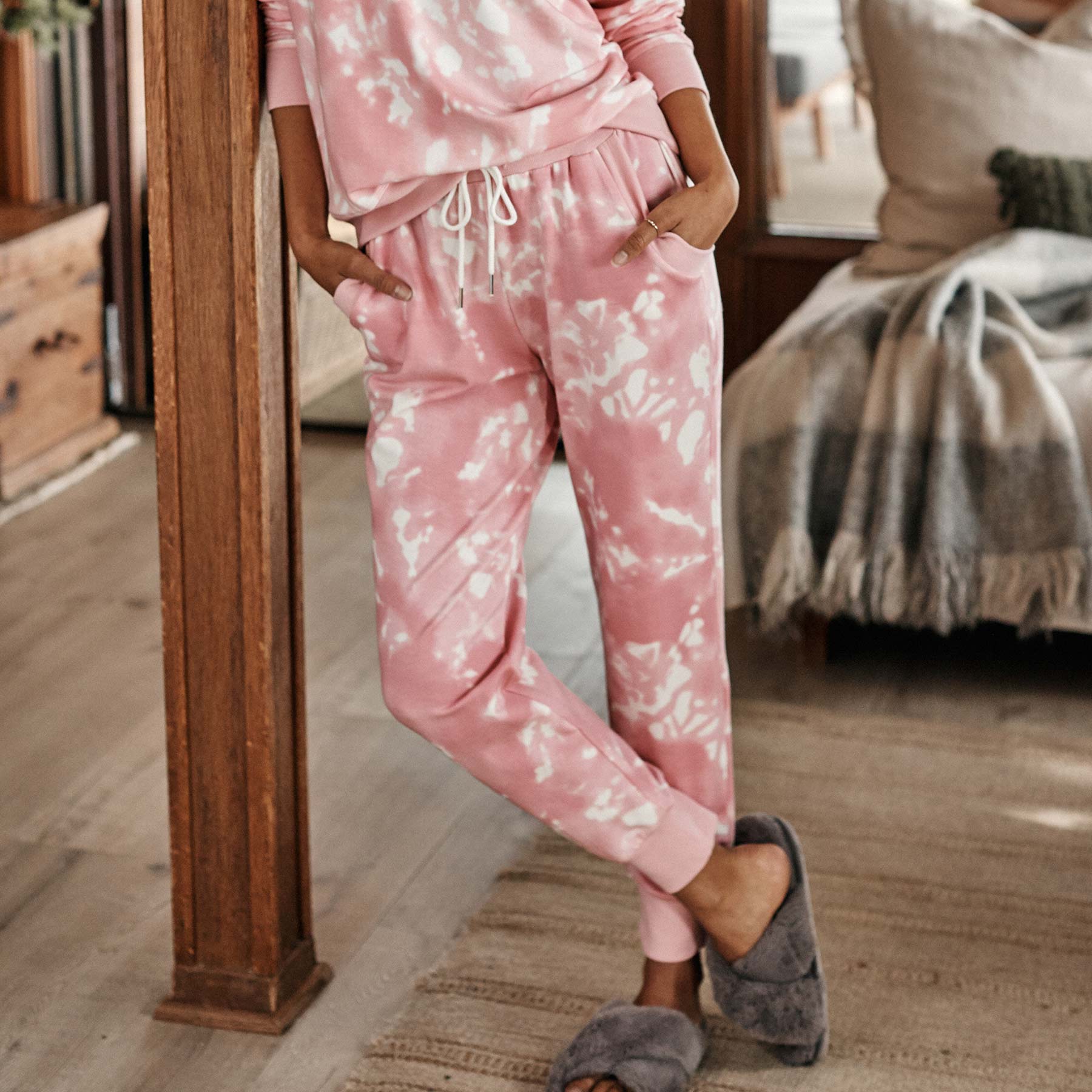 The Softest French Terry Jogger - Pink Sky Tie Dye
