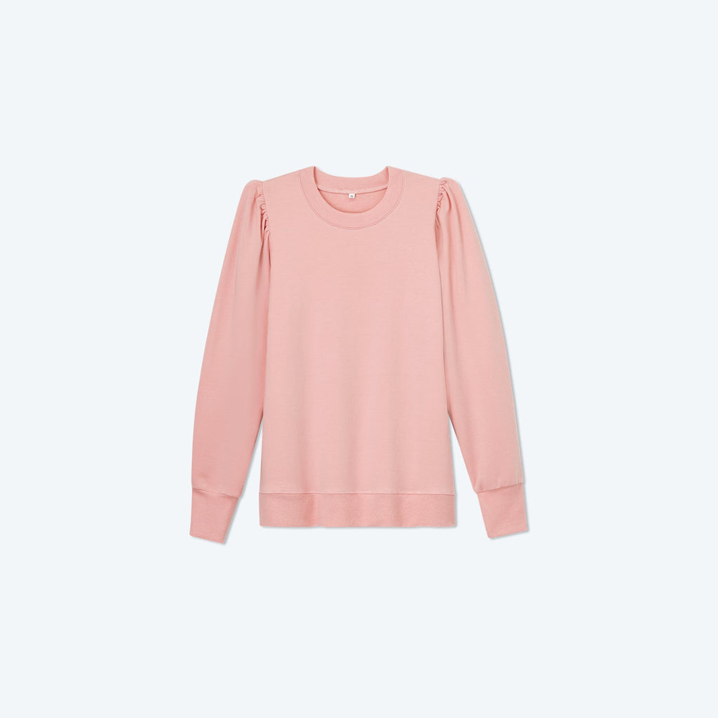 The Softest French Terry Puff Sleeve Pullover - Pink Sky