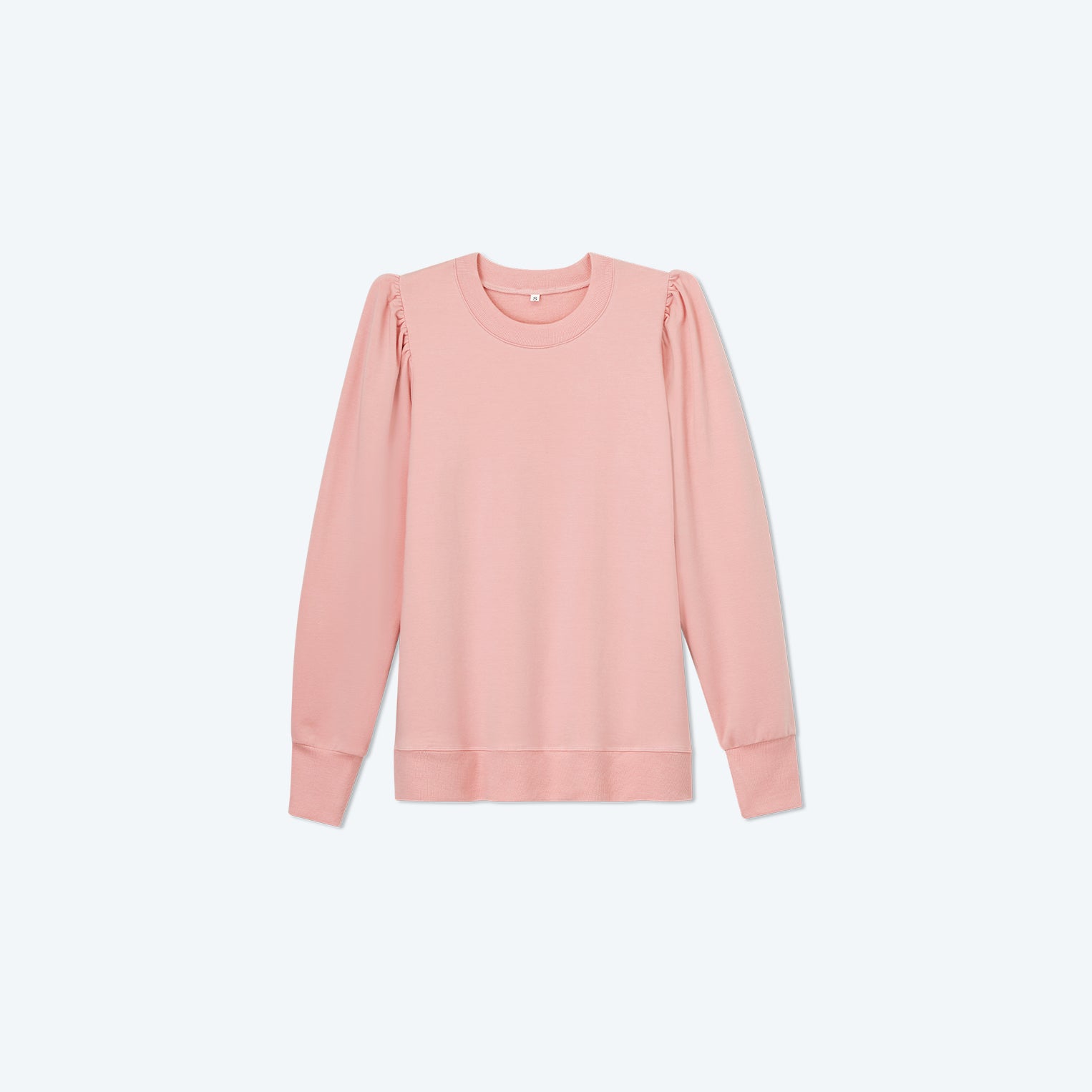 The Softest French Terry Puff Sleeve Pullover - Pink Sky