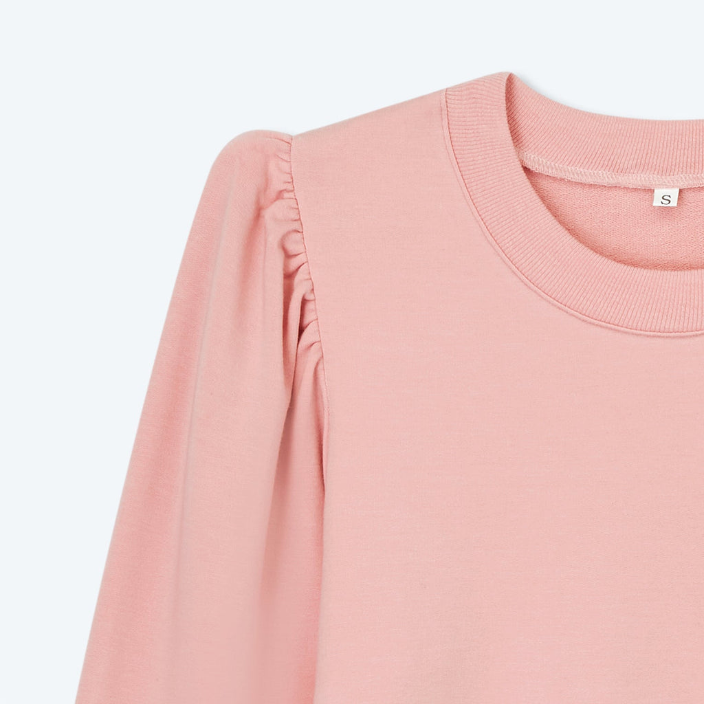The Softest French Terry Puff Sleeve Pullover - Pink Sky