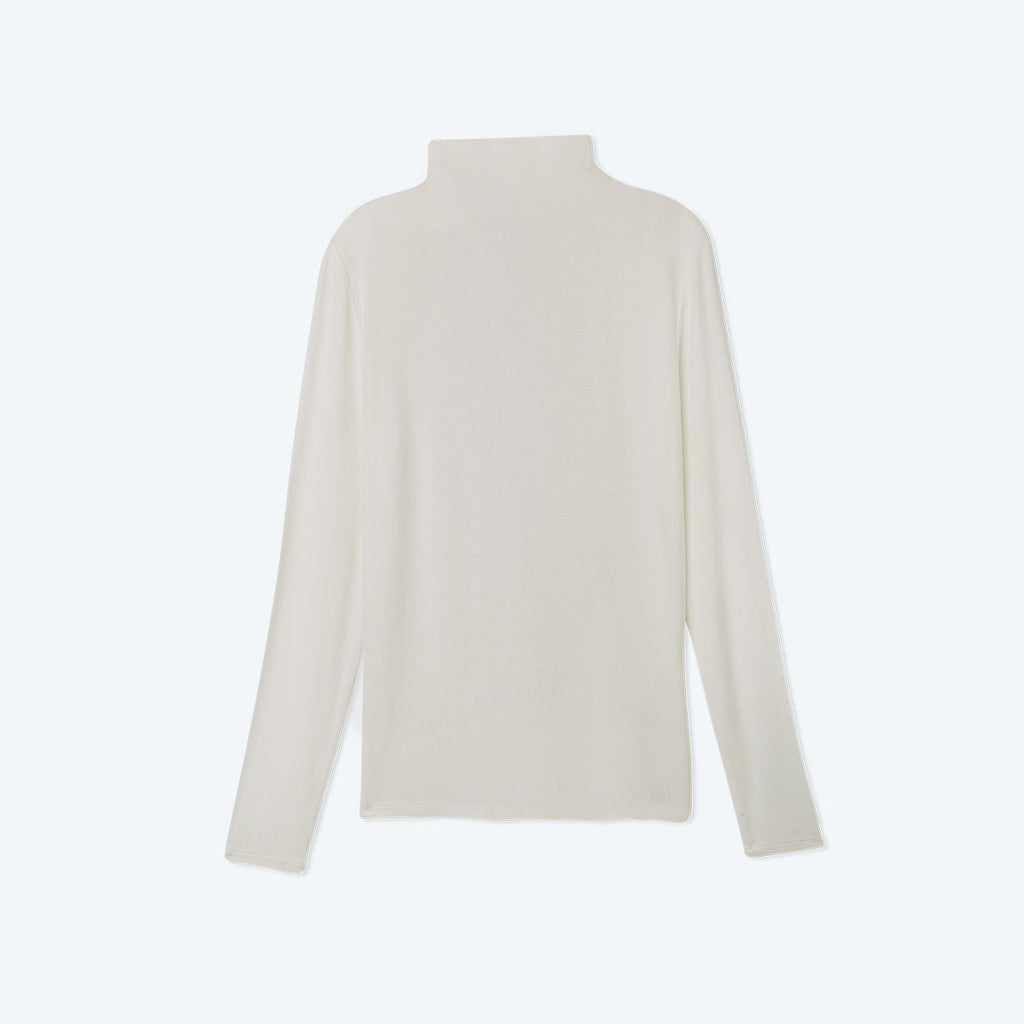 The Softest Ribbed Long Sleeve Mock Neck - White Sand