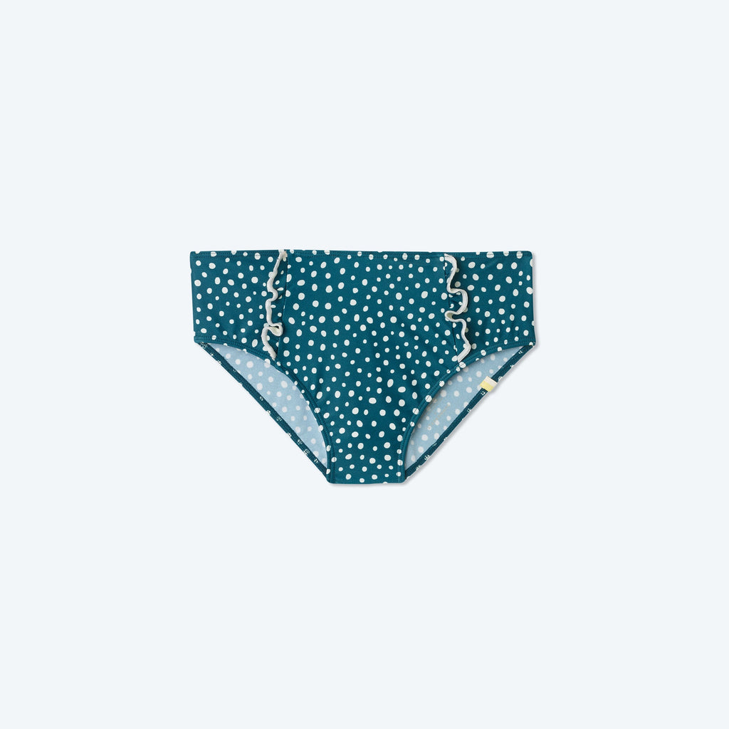 The Ruffle High Leg High Rise Bikini Bottom - On The Dot in Seaweed