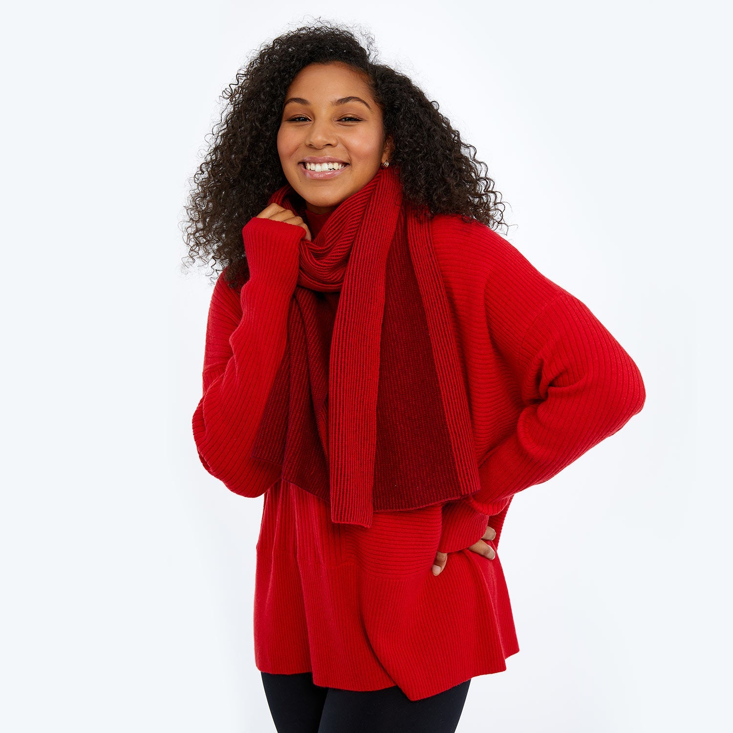 The Coziest Cashmere Blend Ribbed Scarf - Pinot & Lava