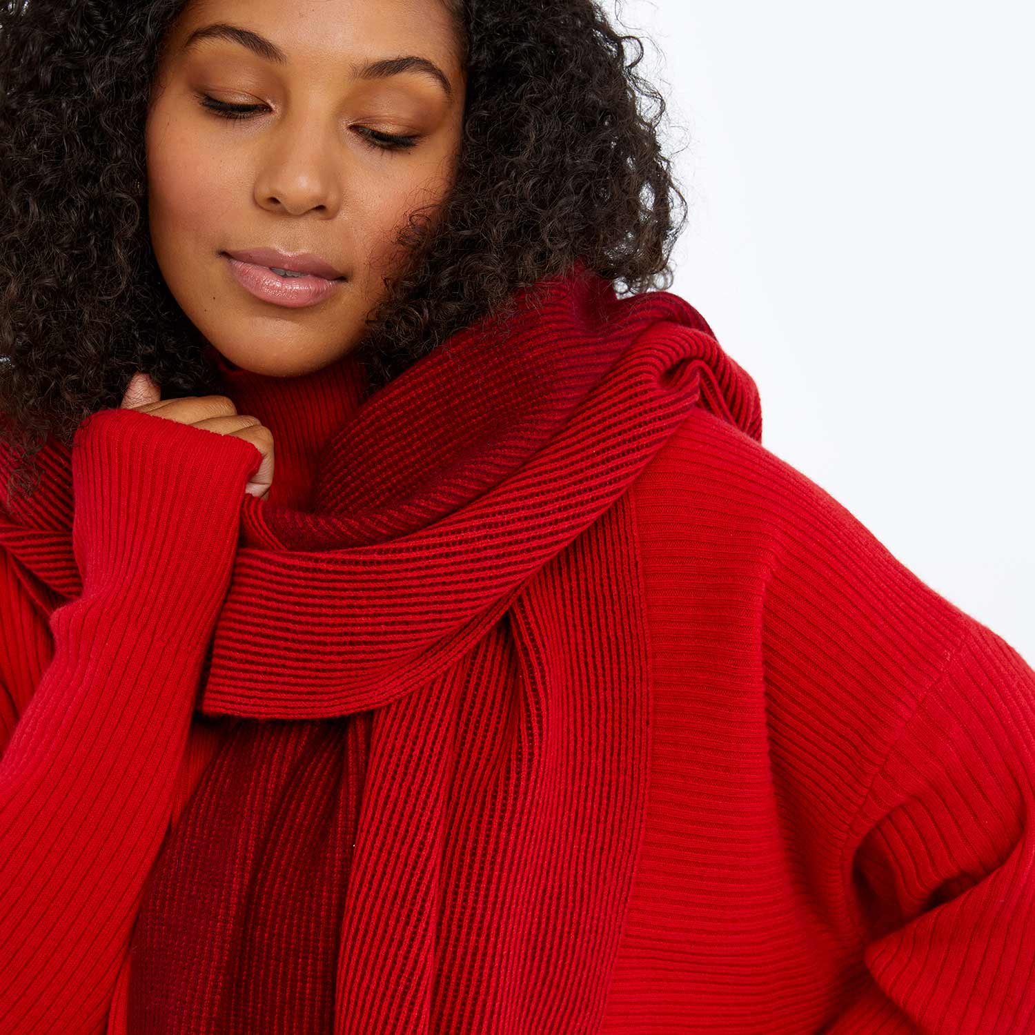 The Coziest Cashmere Blend Ribbed Scarf - Pinot & Lava