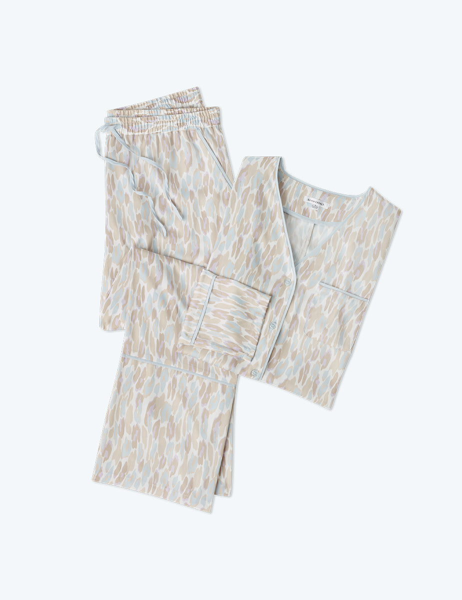 The Cloud 9 Silky PJ Set - Animal Print in Pastel