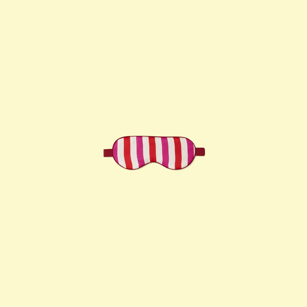 The Cloud 9 Silky Eye Mask - Classic Stripe in Lava & Hibiscus