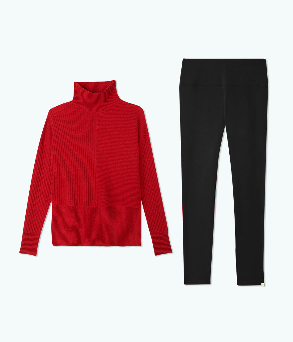 The Luxe Cashmere Blend Funnel Neck Sweater and Legging Bundle