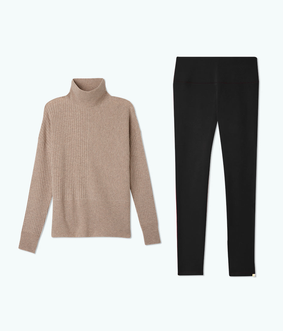 The Luxe Cashmere Blend Funnel Neck Sweater and Legging Bundle
