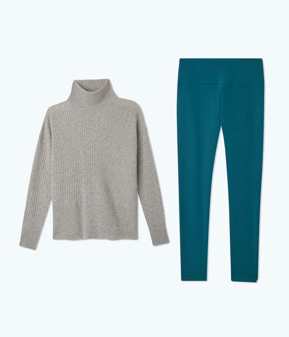 The Luxe Cashmere Blend Funnel Neck Sweater and Legging Bundle
