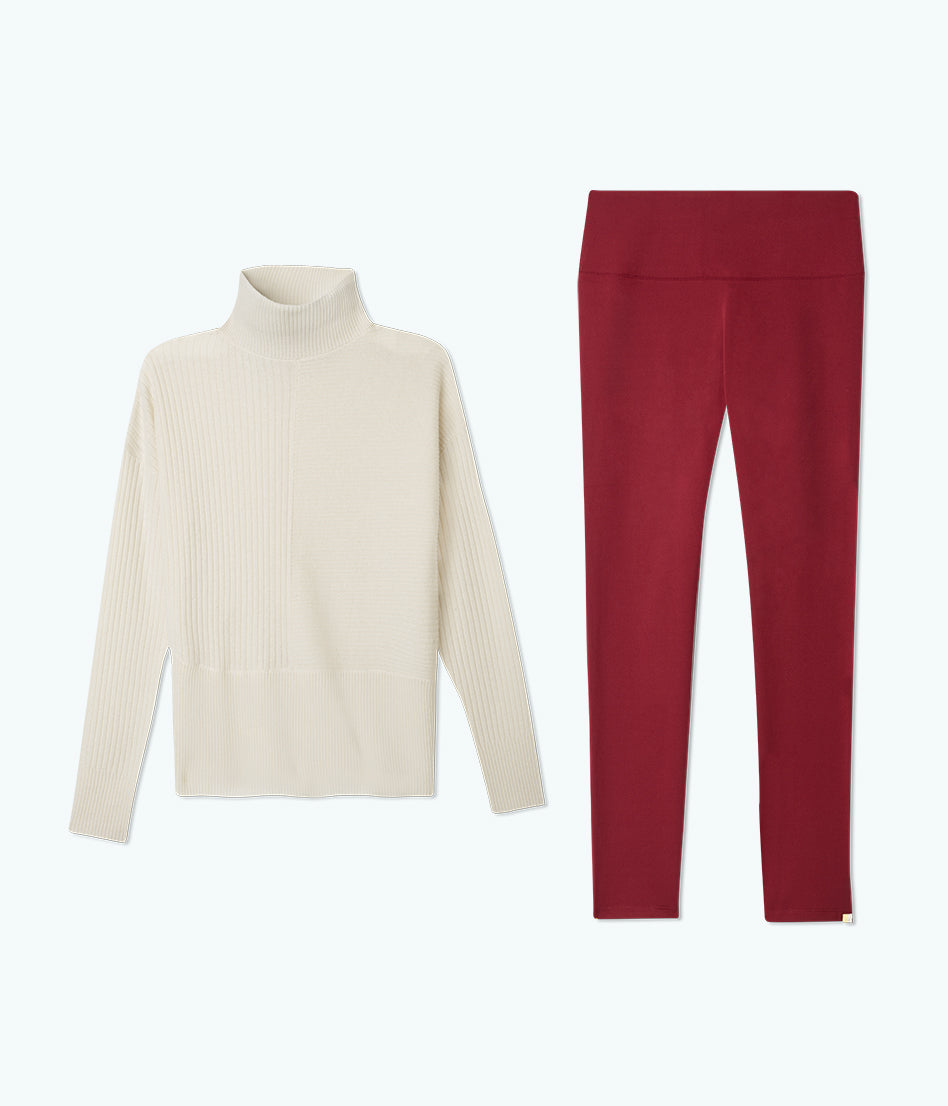 The Luxe Cashmere Blend Funnel Neck Sweater and Legging Bundle