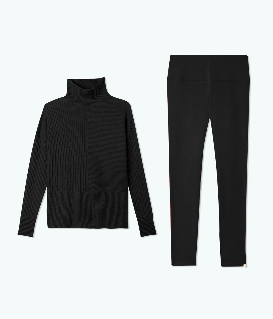 The Luxe Cashmere Blend Funnel Neck Sweater and Legging Bundle
