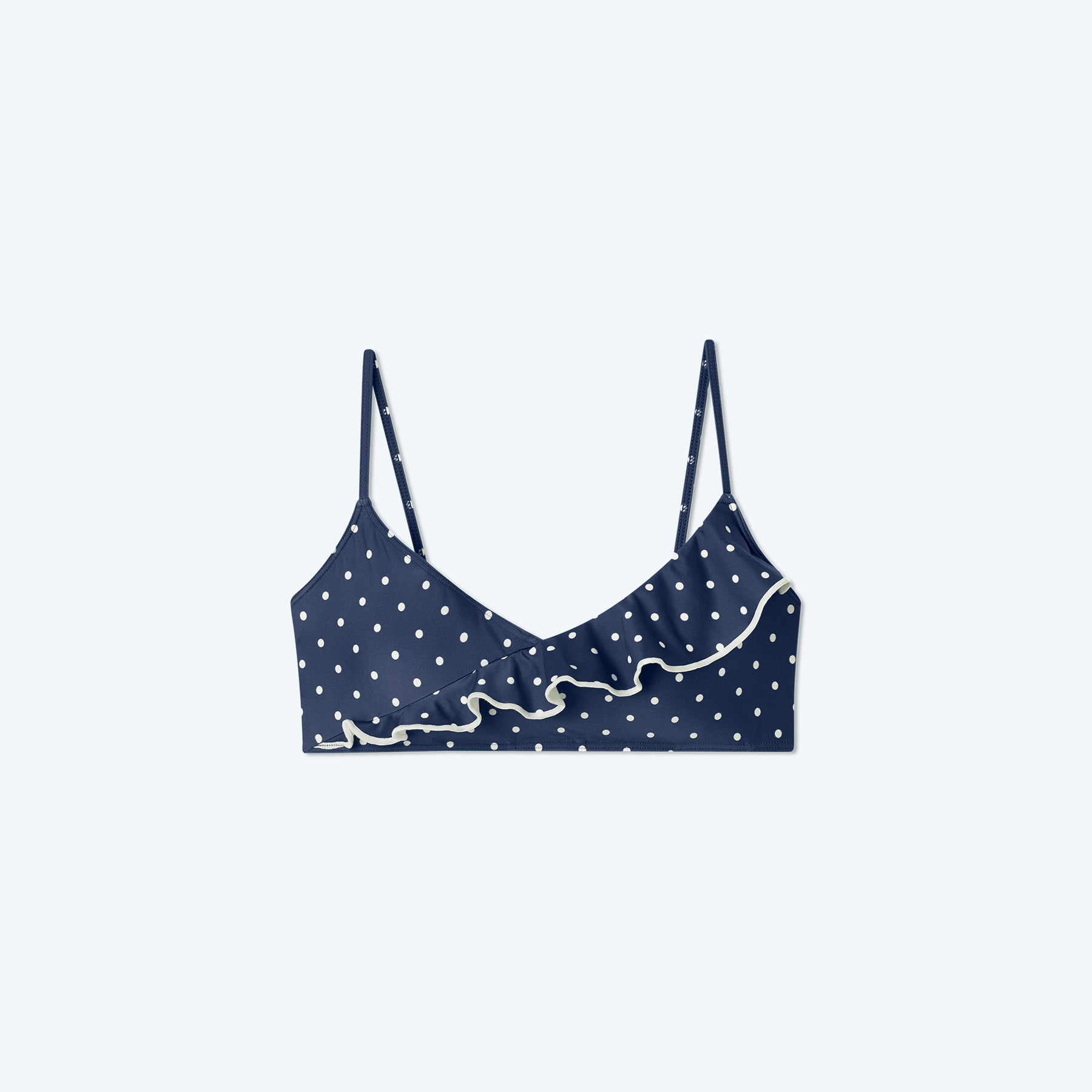 The Ruffle Marina Bikini Top - Deep Sea Dot