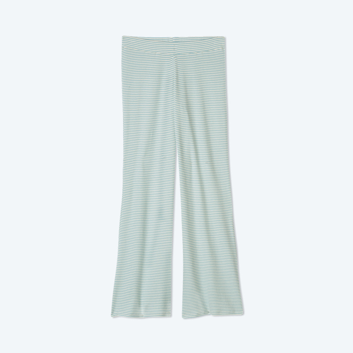 The Softest Ribbed Wide Leg Lounge Pant - Sage & White Sand Stripe