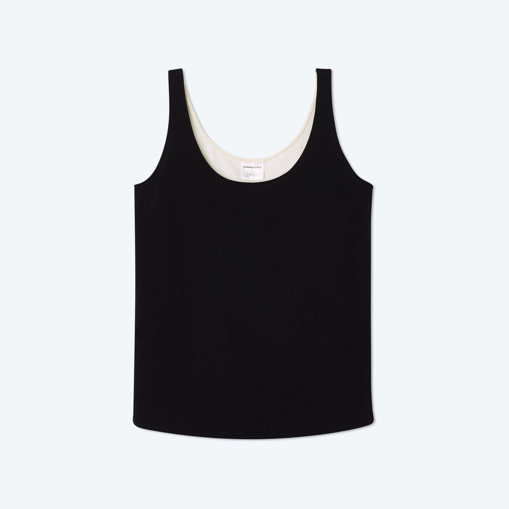 The Softest Tencel Scoop Neck Tank Top - Sea Urchin & White Sand