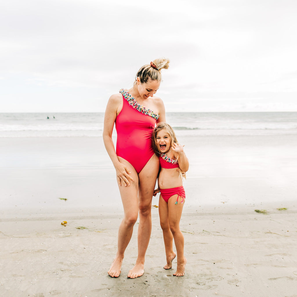 The Girls Multi Confetti Sidestroke Bikini Set - Dragon Fruit
