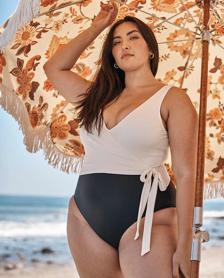 The Perfect Wrap One-Piece - Sea Urchin & White Sand