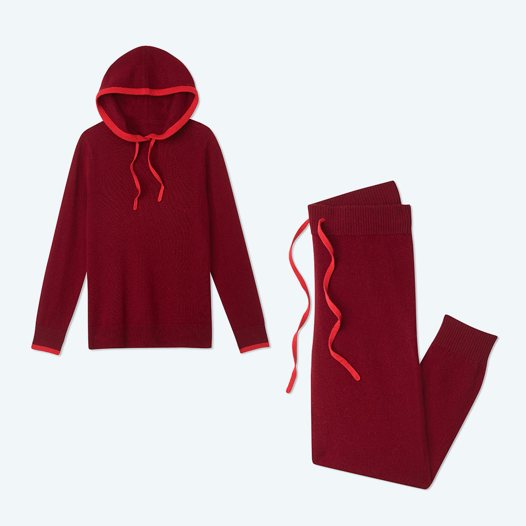 The Coziest Cashmere Blend Hoodie - Pinot & Lava
