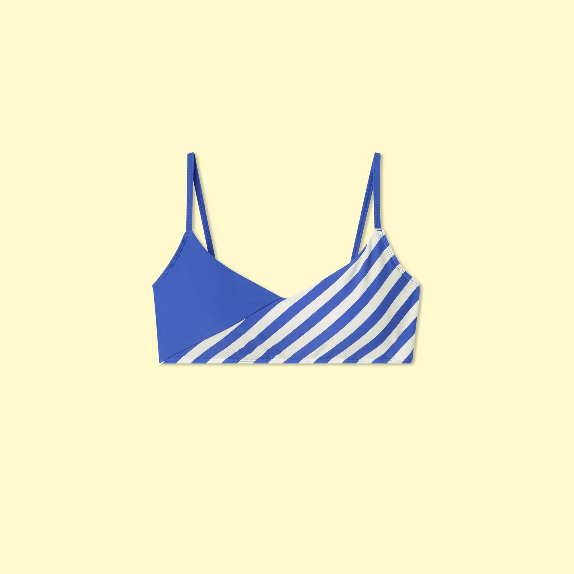 The Marina Bikini Top - Mixed Stripe in Hydrangea & White Sand